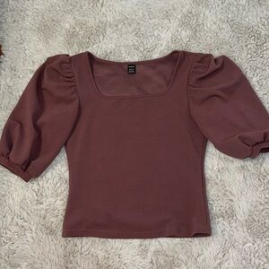SHEIN 🩷NWOT 3/4 Puffy Sleeve Top Size Medium Brownish Pink  Color